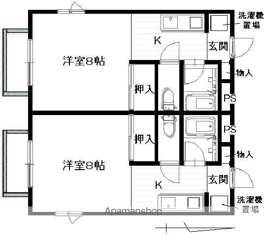 WING-D(ワンルーム/1階)の間取り写真