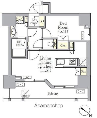 ORSUS 三ノ輪(1LDK/9階)の間取り写真