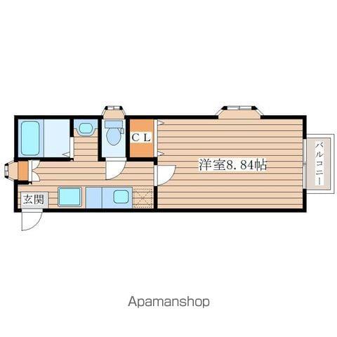 ベルパーク南吉成D(1K/2階)の間取り写真