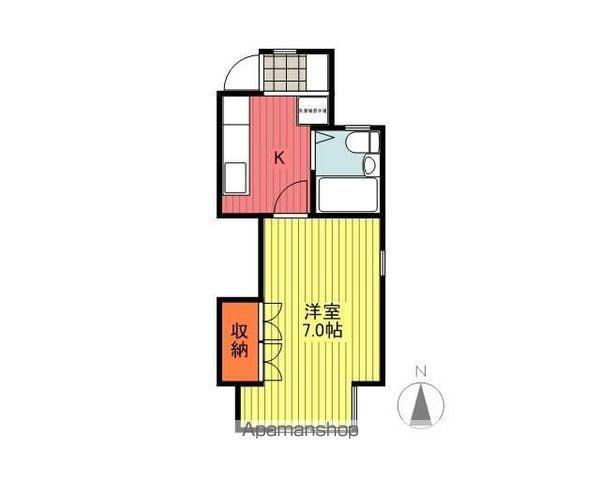 カーサもとうち(1K/1階)の間取り写真