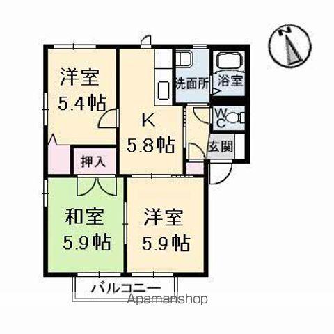 プレステージ B棟(3K/2階)の間取り写真