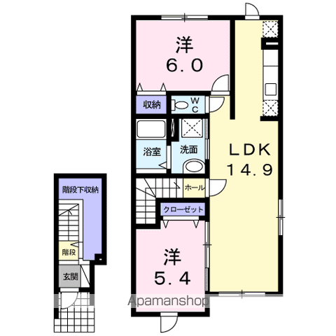 オビイーズ(2LDK/2階)の間取り写真