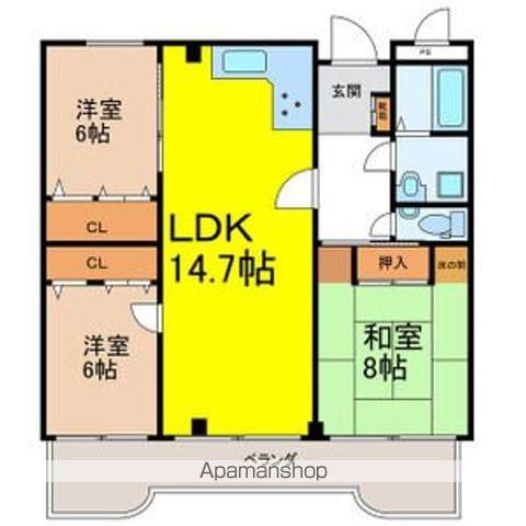 ロイヤル芝原南館(3LDK/5階)の間取り写真