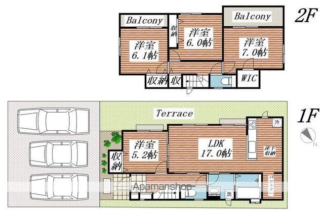 東武鉄道野田線 清水公園駅 徒歩9分 2階建 築3年(4LDK)の間取り写真