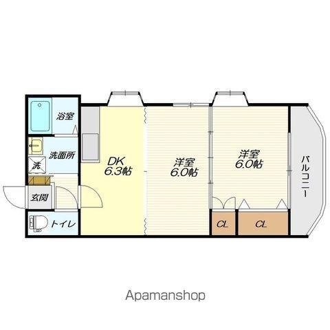 アークシティ花楯C棟(2DK/2階)の間取り写真