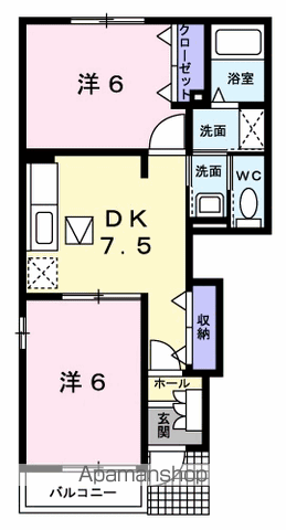 リヴィエール2・A(2DK/1階)の間取り写真