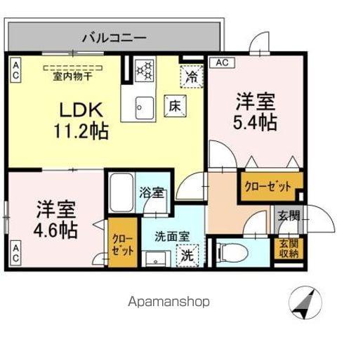 セレスティア細田C(2LDK/1階)の間取り写真