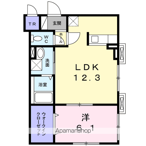 ヴィラ本町(1LDK/3階)の間取り写真