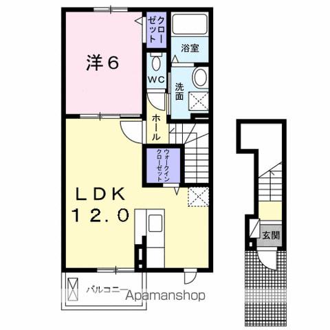 エバ-フォレスト(1LDK/2階)の間取り写真