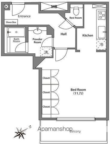 ザ・タワーグランディア(1DK/8階)の間取り写真