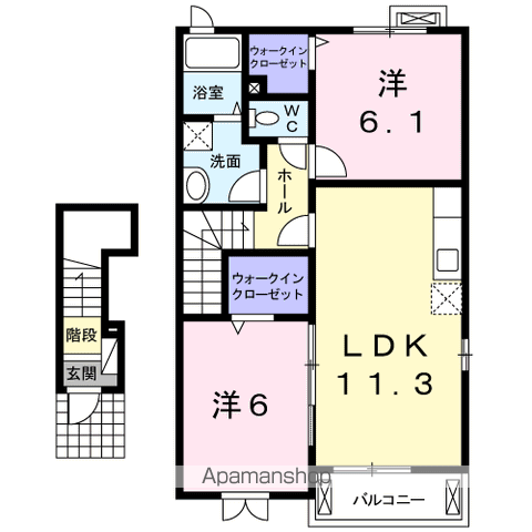 プラーナA(2LDK/2階)の間取り写真