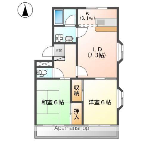レジェンドSHIKITA(2LDK/2階)の間取り写真