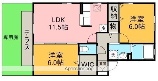 レスポワールⅡ(2LDK/1階)の間取り写真