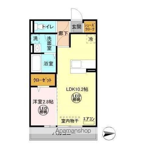 グランドゥール三笠山(1LDK/2階)の間取り写真