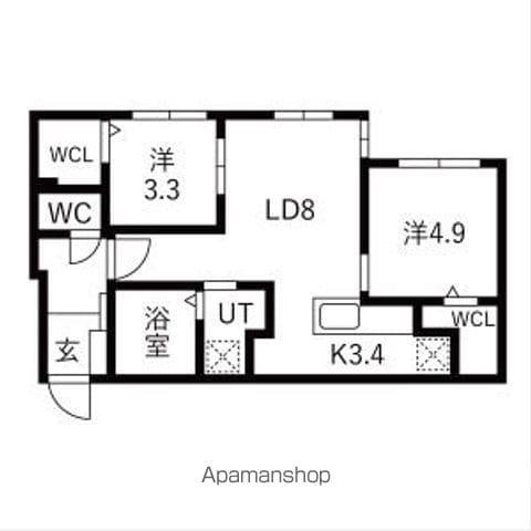 ラグランジュ円山(1SLDK/1階)の間取り写真