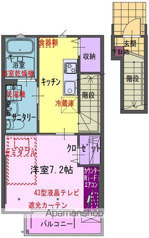 GRAND SOLEIL 村崎野 B(1K/2階)の間取り写真