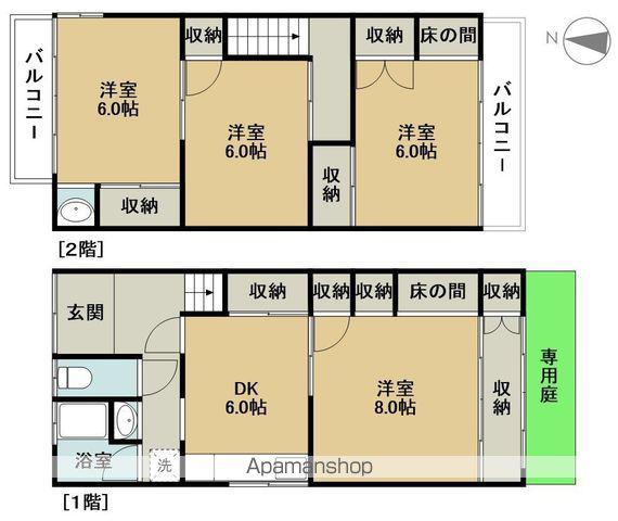 名鉄津島線 甚目寺駅 徒歩25分 2階建 築48年(4DK)の間取り写真