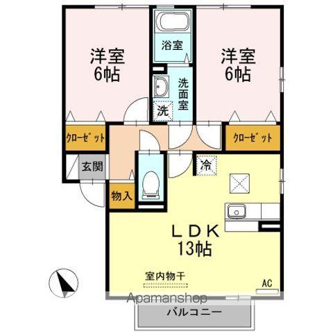 サンモール川口C棟(2LDK/1階)の間取り写真