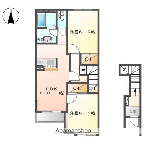 トゥインクルEVATA B(2LDK/2階)の間取り写真