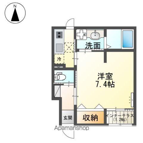 メルヴェールⅡ(1K/1階)の間取り写真