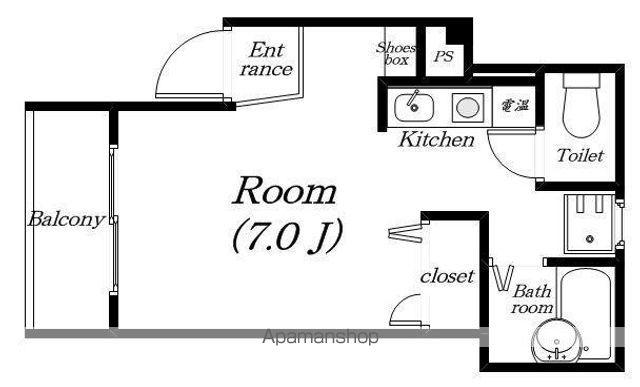 ジョイライフフクヤ(1K/3階)の間取り写真