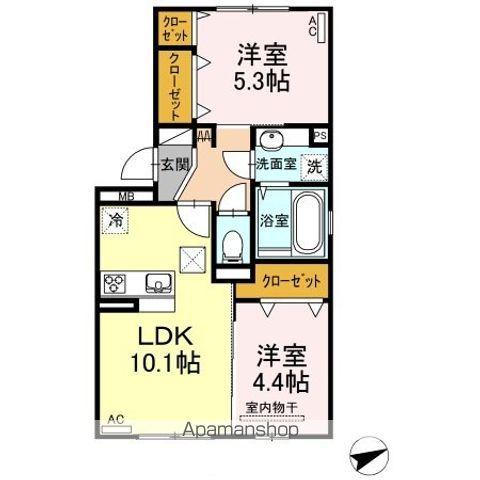 GIRASOLE(2LDK/1階)の間取り写真