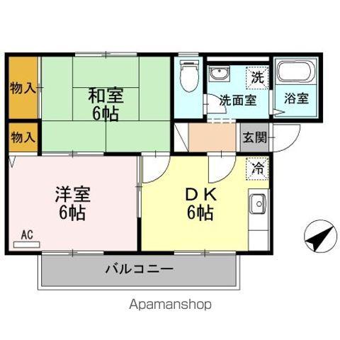 ローズパレス(2DK/2階)の間取り写真