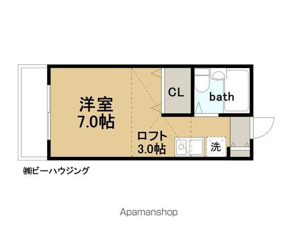 ハイツ高山(ワンルーム/2階)の間取り写真