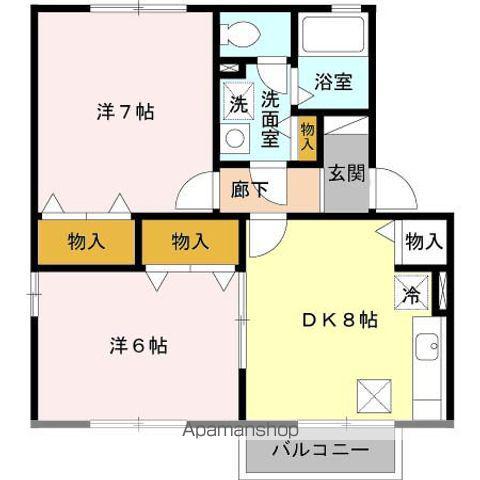 シャイニースターⅡ(2DK/1階)の間取り写真