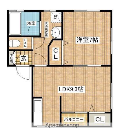 ハイツ・プリムローズB棟(1LDK/1階)の間取り写真