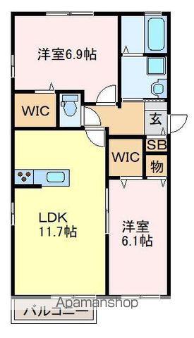 フェルティーレ宇部A(2LDK/2階)の間取り写真