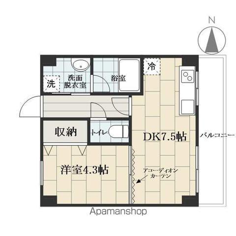 ベルシティ(1DK/4階)の間取り写真