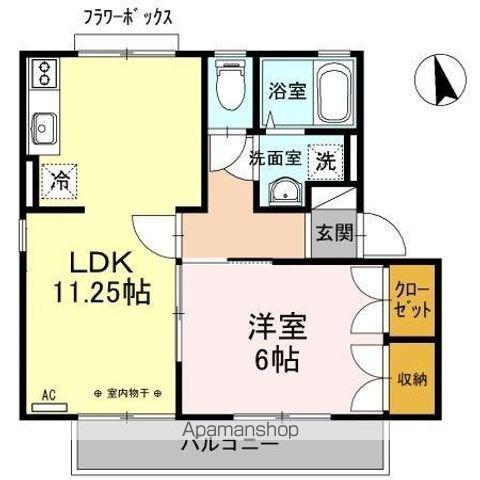 メゾンパーク東和田A棟(1LDK/2階)の間取り写真