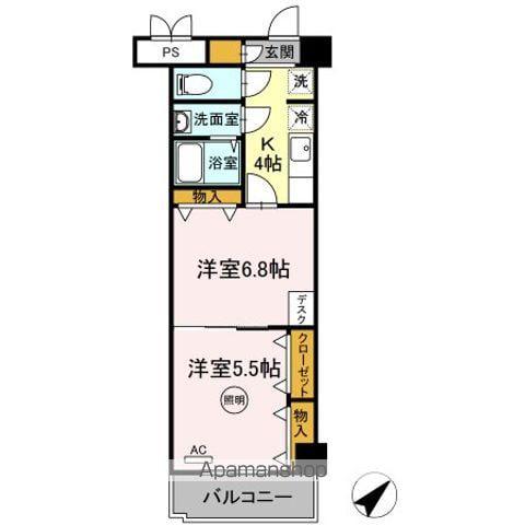 木下鉱産ビルⅡ(2K/7階)の間取り写真