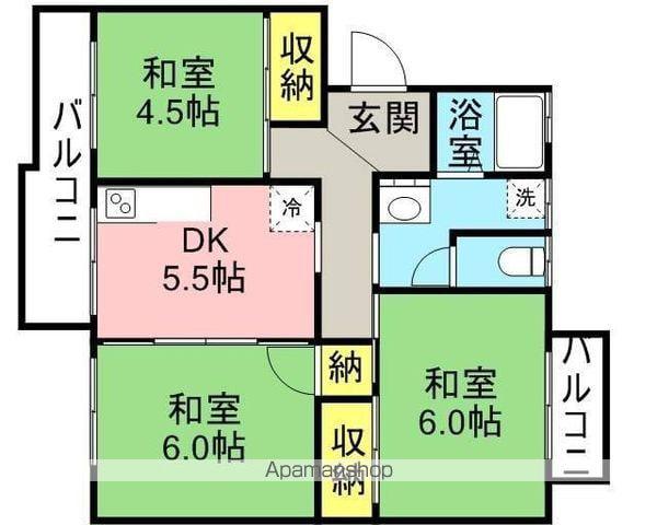 大板井7000棟(3DK/3階)の間取り写真