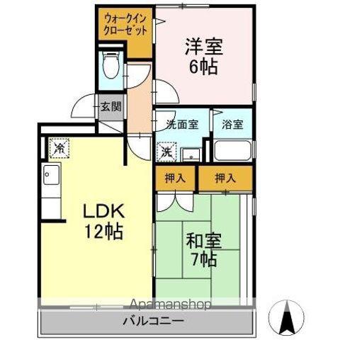 ドミールパーク江撝 1(2LDK/3階)の間取り写真