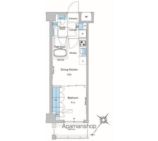 ルフォンプログレ中野富士見町(1DK/4階)の間取り写真