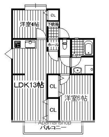 グランテージ那珂川(2LDK/2階)の間取り写真