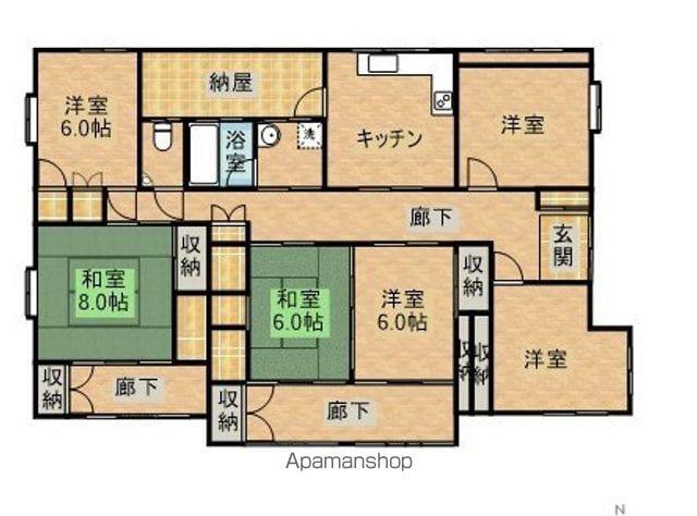 宮崎空港線 田吉駅 徒歩20分 1階建 築53年(6DK)の間取り写真