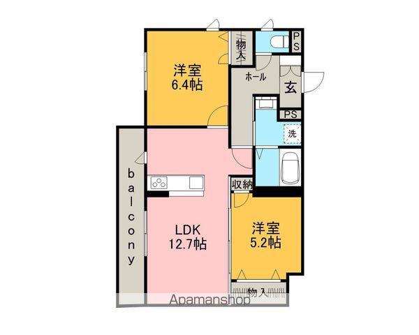 ウィスティリア(2LDK/3階)の間取り写真
