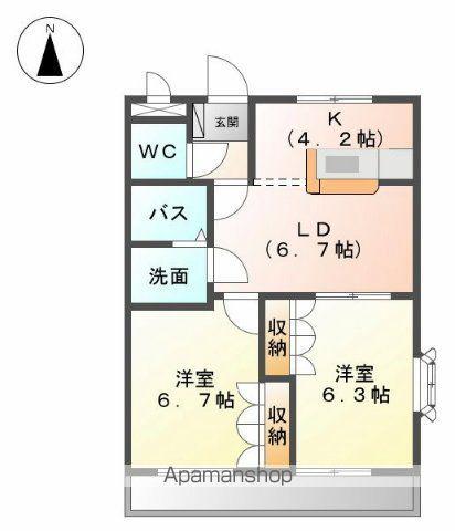 フィールドハイツM(2LDK/2階)の間取り写真