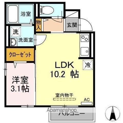 Tフラット道後一万(1LDK/1階)の間取り写真