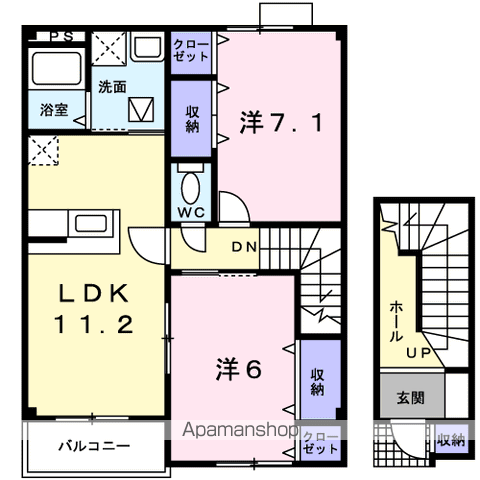 フロール(2LDK/2階)の間取り写真