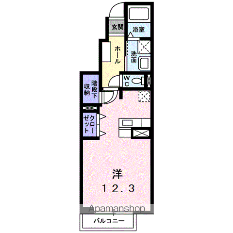 サンライト(ワンルーム/1階)の間取り写真