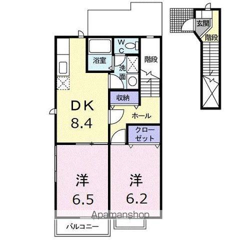 ヴィラ なのはな A・B・C(2DK/2階)の間取り写真