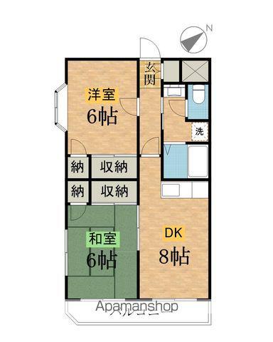 フラットハピネス(2DK/3階)の間取り写真