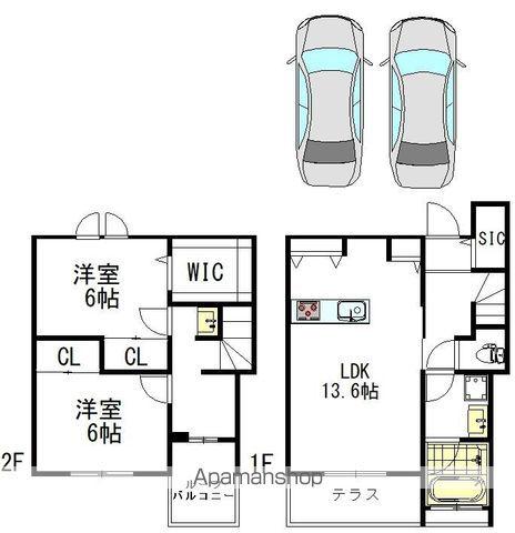 中央本線 国立駅 徒歩10分 2階建 築1年(2SLDK)の間取り写真