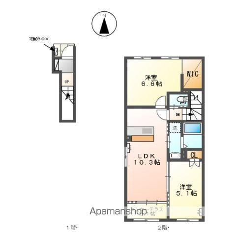 ペルル・ビラージュ(2LDK/2階)の間取り写真