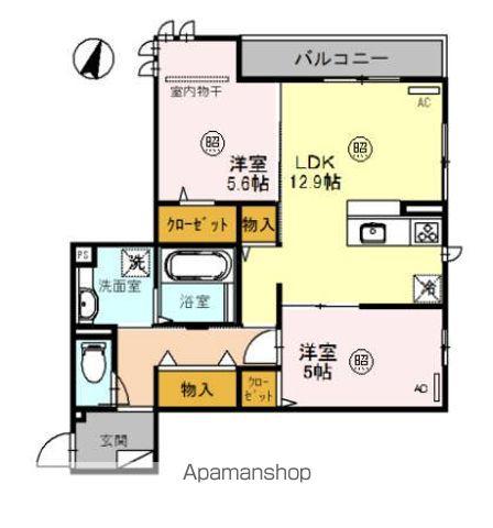 ヴィア・ラッテア(2LDK/2階)の間取り写真