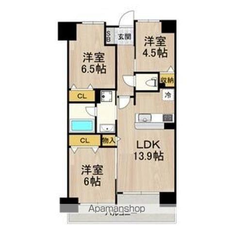 フロンティアタワー難波イースト(3LDK/6階)の間取り写真